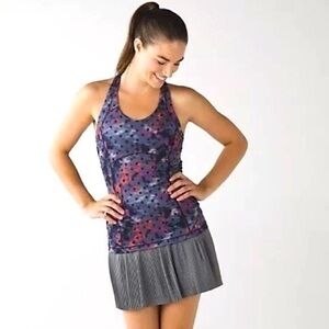 Lululemon Kanto Catch Me Tank Top pink purple polka dot cross back